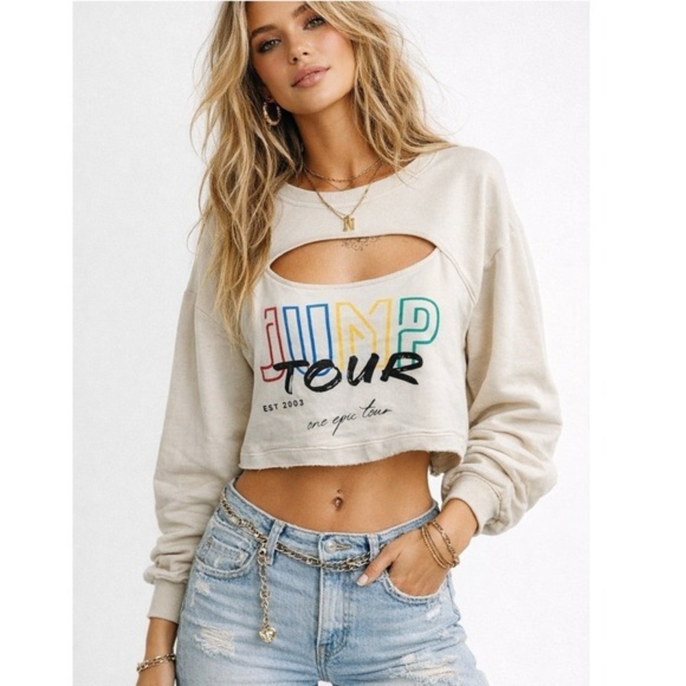 Vintage Jump‎ Tour 2003 One Epic Tour Front Cut Out Crop Sweatshirt Size XL